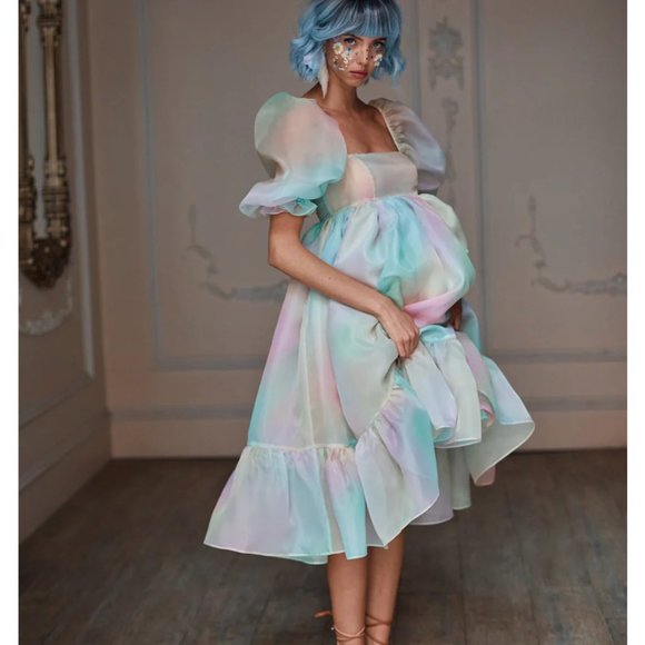 Selkie The Rainbow French Puff Midi Dress - Picture 12 of 12